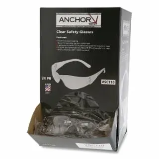 Clear Frameless Safety Glasses, Dispenser Box 24PR