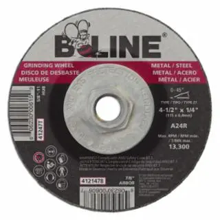 Depressed Center Grinding Wheel, 4-1/2 in dia, 5/8 in-11 Arbor, 1/4 in Thick, 24 Grit, Aluminum Oxide
