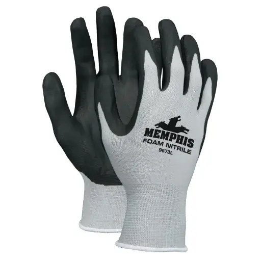 NXG® Nitrile Coated Work Gloves, 9673, Large, Black/Gray