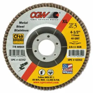 Premium Z3 XL T27 Flap Disc, 4-1/2 in dia, 60 Grit, 7/8 Arbor, 13300 rpm