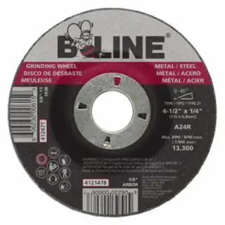  Depressed Ctr Grinding Wheel, 4-1/2 in dia, 1/4 in Thick, 7/8 in Arbor, 24 Grit