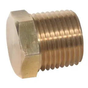 1/4 MPT Hex Head Plug - Brass