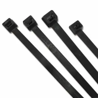 UV Stabilized Cable Ties, 50 lb Tensile Strength, 14.6 in L, Black, 100 EA/BG